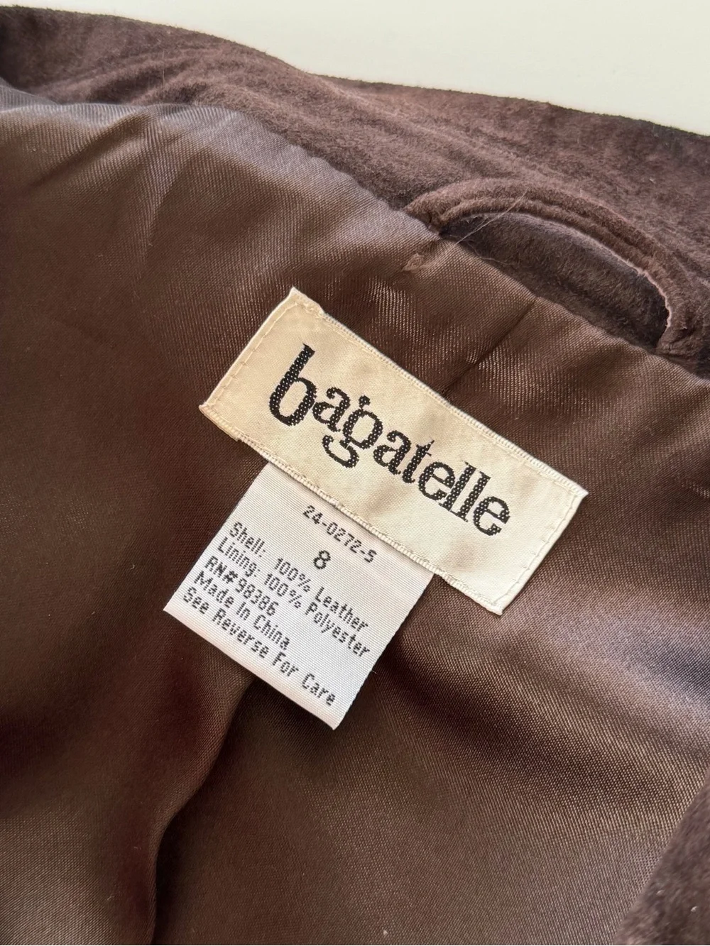Vintage Y2K Bagatelle Brown Suede Leather Blazer Jacket Size 8. - Picture 12 of 14